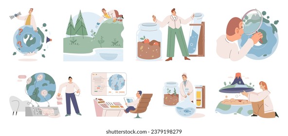 Nature science. Vector illustration. Information derived from environmental studies informs our understanding complex ecosystems The nature science metaphor provides lens