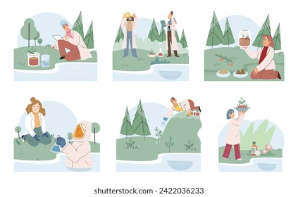 Nature science. Vector illustration. Studying natures processes and patterns contributes to advancement scientific knowledge Learning from natures wisdom guides us in developing sustainable Learning