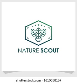nature scout logo design concept, nature elements brand logo design template