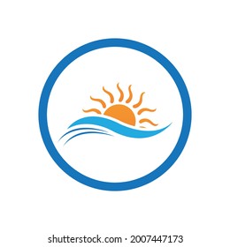 nature sea Water wave and sun icon vector illustration design logo - Vector