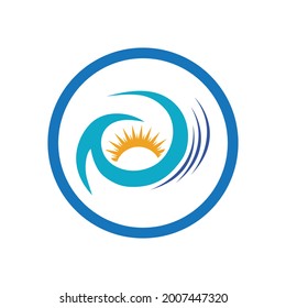 nature sea Water wave and sun icon vector illustration design logo - Vector