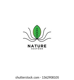 Nature Seafood logo, simple logo template vector illustration icon element - Vector
