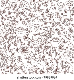 Nature seamless doodle funny pattern