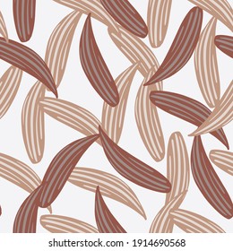 Nature seamless floral pattern with pale maroon lily of the valley leaf ornament. Light background. Stock illustration. Vector design for textile, fabric, giftwrap, wallpapers.