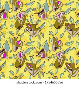 Nature seamless pattern with abstract exotic elements.