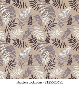 Nature seamless pattern, abstract pattern with plants, botanical design, vector