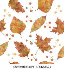 Nature seamless pattern with autumn leaves