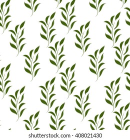 Nature seamless pattern of green branches with leaves. Seamless ecology pattern with leaves. Seamless green floral pattern with leafs. Vector