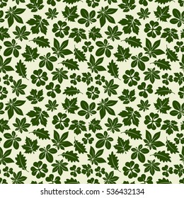 Nature seamless pattern with green leaves vector illustration