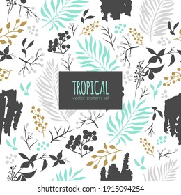 Nature seamless pattern. Hand drawn abstract tropical summer background