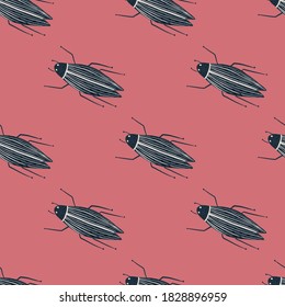 Patrón natural sin fisuras con la huella de la fauna de los insectos. Siluetas de bichos grises y simples sobre fondo rosado. Un entorno animal exótico. Perfecto para papel de pared, textil, papel envolvente, tela Ilustración vectorial