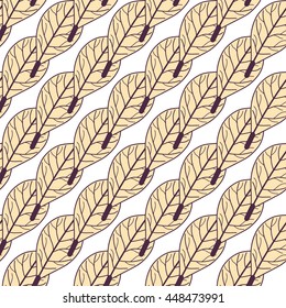 Nature Seamless Pattern. Repetitive Texture with Leaves. Cute Regular Geometric Vector Background. Ready Swatch Included in File