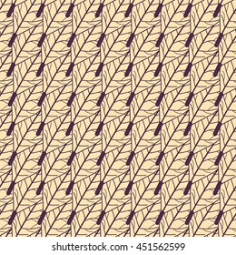 Nature Seamless Pattern. Repetitive Texture with Leaves. Cute Regular Geometric Vector Background. Ready Swatch Included in File