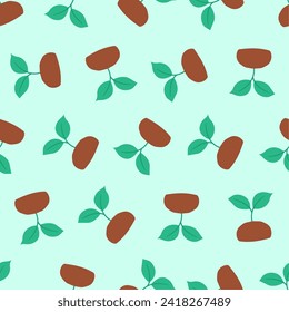 Nature seamless pattern. Suitable for backgrounds, wallpapers, fabrics, textiles, wrapping papers, printed materials, and many more. Editable vector.