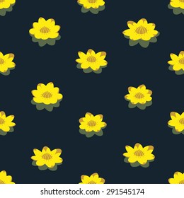 Nature seamless pattern with Water Lily in vector. Cute illustration with Lotus.