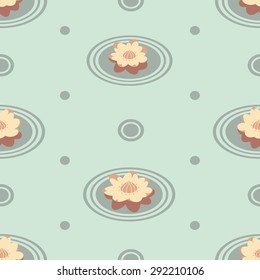 Nature seamless pattern with Water Lily in vector. Cute pastel illustration with Lotus.
