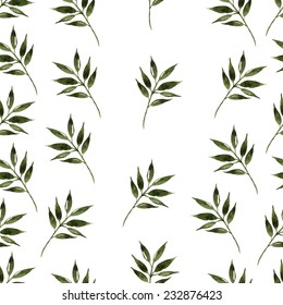 Nature seamless pattern watercolor hand drawn leafs. Nature color