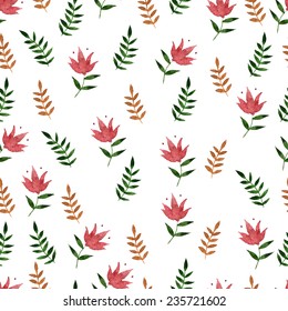 Nature seamless pattern watercolor hand drawn leafs. Nature color