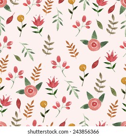 Nature seamless pattern watercolor hand drawn leafs. Nature color
