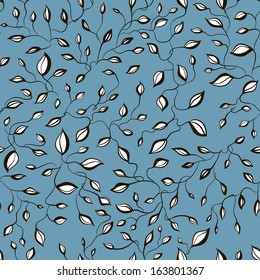 Nature seamless with petal. Blue vector background