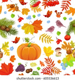 nature seamless texture with forest autumn elements