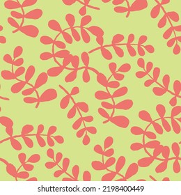 Patrón vectorial sin costuras de la naturaleza con rama dibujada a mano, rama de árbol con hojas, verano tropical. Tema rural ecológico para la impresión de afiches, papel de envoltura, papel pintado, ropa textil, diseño de tela.