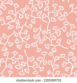 Nature seamless vector pattern with hand drawn twig, tree branch with leaves, tropical summer time. Ecological rural theme for poster print, wrapping paper, wallpaper, clothes textile, fabric design.