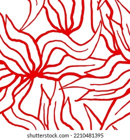 Nature seamless vector pattern with hand drawn leaf, tree branch with leaves, tropical summer time. Ecological rural theme for poster print, wrapping paper, wallpaper, clothes textile, fabric design.