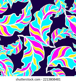 Nature seamless vector pattern with hand drawn twig, tree branch with leaves, tropical summer time. Ecological rural theme for poster print, wrapping paper, wallpaper, clothes textile, fabric design.