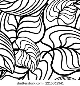 Nature seamless vector pattern with hand drawn twig, tree branch with leaves, tropical summer time. Ecological rural theme for poster print, wrapping paper, wallpaper, clothes textile, fabric design.