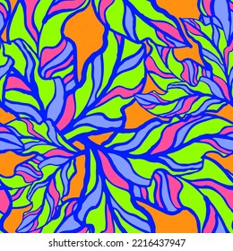Nature seamless vector pattern with hand drawn twig, tree branch with leaves, tropical summer time. Ecological rural theme for poster print, wrapping paper, wallpaper, clothes textile, fabric design.