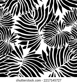 Nature seamless vector pattern with hand drawn twig, tree branch with leaves, tropical summer time. Ecological rural theme for poster print, wrapping paper, wallpaper, clothes textile, fabric design.