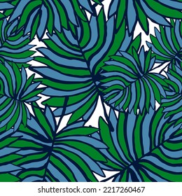 Nature seamless vector pattern with hand drawn twig, tree branch with leaves, tropical summer time. Ecological rural theme for poster print, wrapping paper, wallpaper, clothes textile, fabric design.