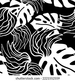 Nature seamless vector pattern with hand drawn twig, tree branch with leaves, tropical summer time. Ecological rural theme for poster print, wrapping paper, wallpaper, clothes textile, fabric design.