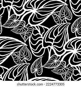 Nature seamless vector pattern with hand drawn twig, tree branch with leaves, tropical summer time. Ecological rural theme for poster print, wrapping paper, wallpaper, clothes textile, fabric design.