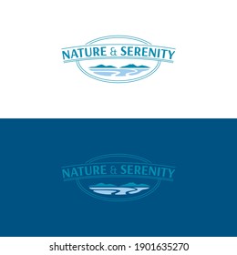 Nature And Serenity Logo. Vector Illustration. Simple Vintage Logo Featuring A Landscape.