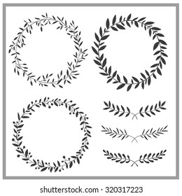 Nature set brunches and wreath hand drawn design