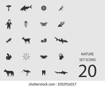 Nature set of flat icons. Simple vector illustration