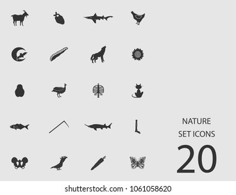 Nature set of flat icons. Simple vector illustration