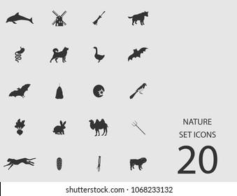 Nature set of flat icons. Simple vector illustration