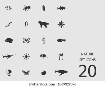 Nature set of flat icons. Simple vector illustration