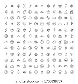 Nature set line icons in flat design with elements for web site design and mobile apps.  Collection modern infographic logo and symbol. Nature vector line pictogram