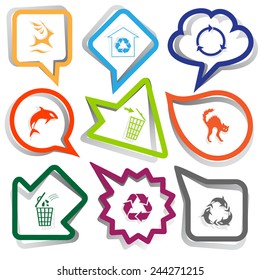 Nature set. Paper stickers. Vector illustration.