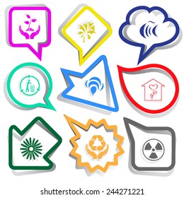 Nature set. Paper stickers. Vector illustration.