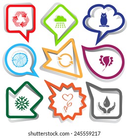 Nature set. Paper stickers. Vector illustration.