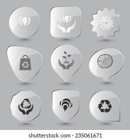 Nature set. Vector glass buttons.