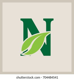 nature shape letter N logo