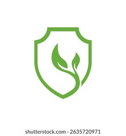 nature shield, bio shield, safe nature logo vector icon illustration design.