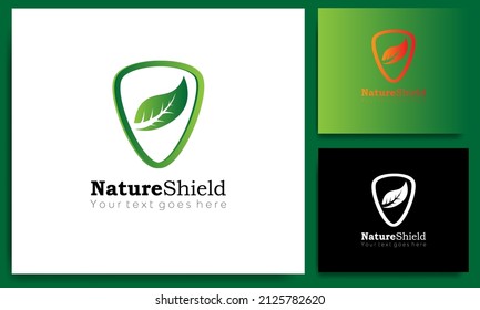 nature shield green business technology vector logo template