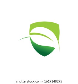 Nature  shield vector logo template. Suitable for ecology, farm, protect, guard, environment, recycle and emblem.